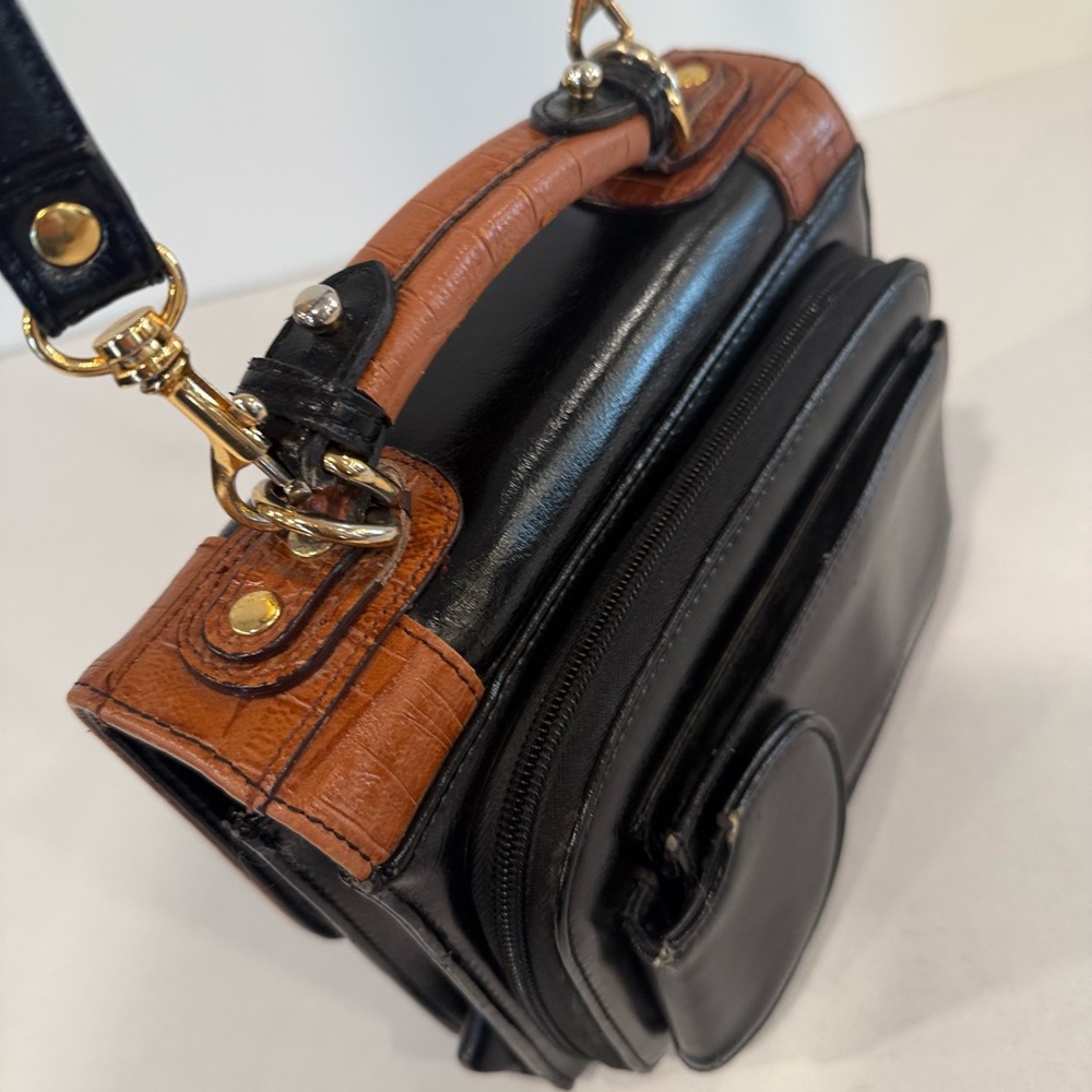 Bellerose Black and Brown Leather Handbag